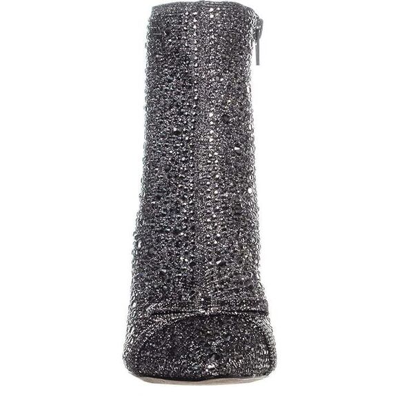 INC IGNACIA Pewter Rhinestone Sequin Crystal Pointed Toe Stiletto Ankle Boot 10M - Picture 3 of 14